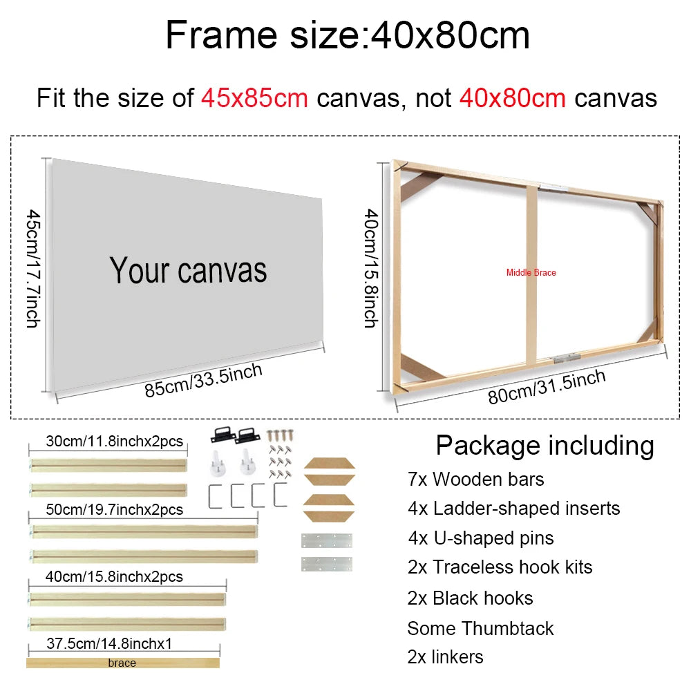 Various Sizes Canvas Frame Wooden Frames Natural Wooden Photo