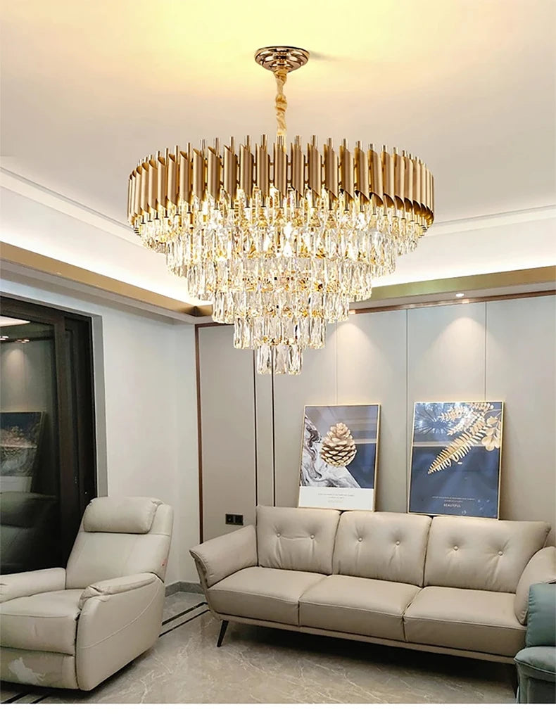 Luxury Crystal Ceiling Chandelier Lighting Modern Living Room Lights