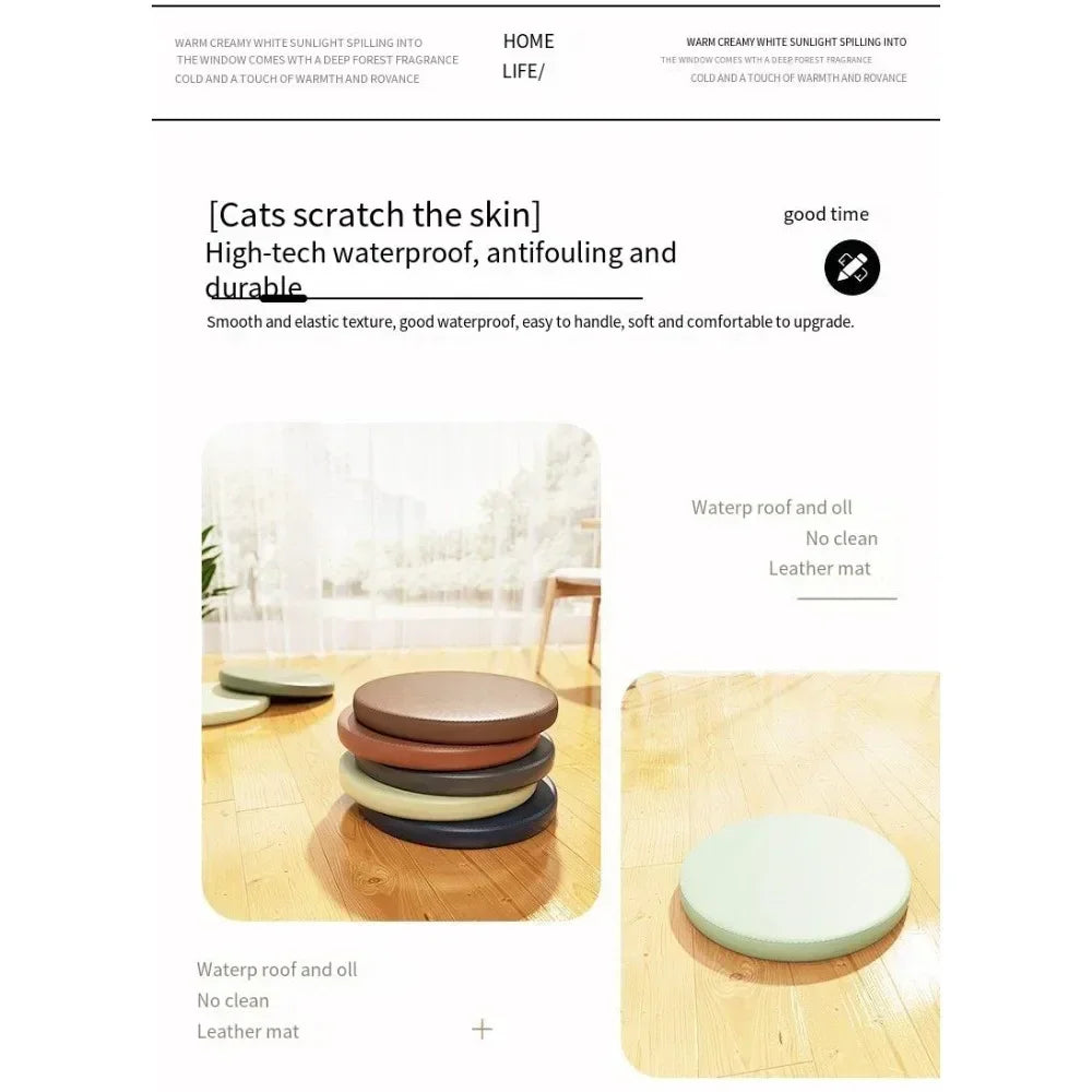 Round Leather Memory Foam Seat Pad