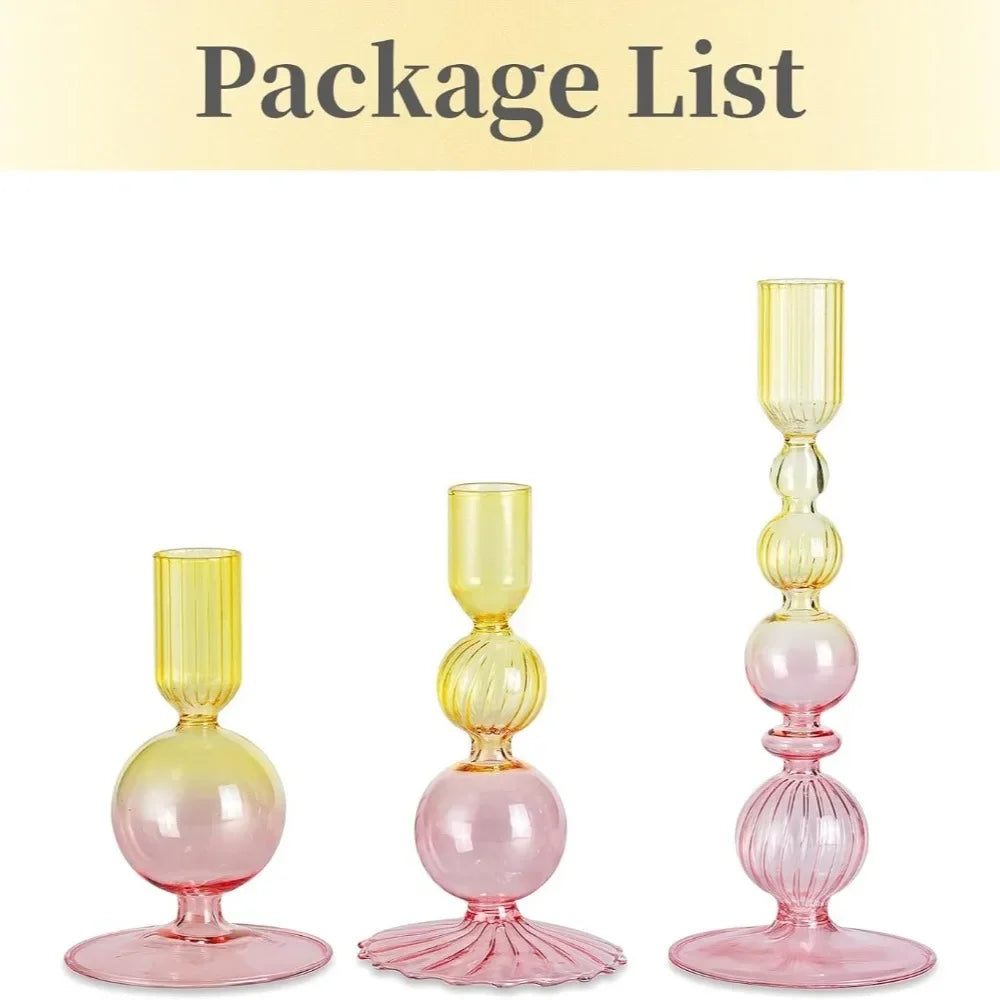 Wavy Glass Taper Candle Holders