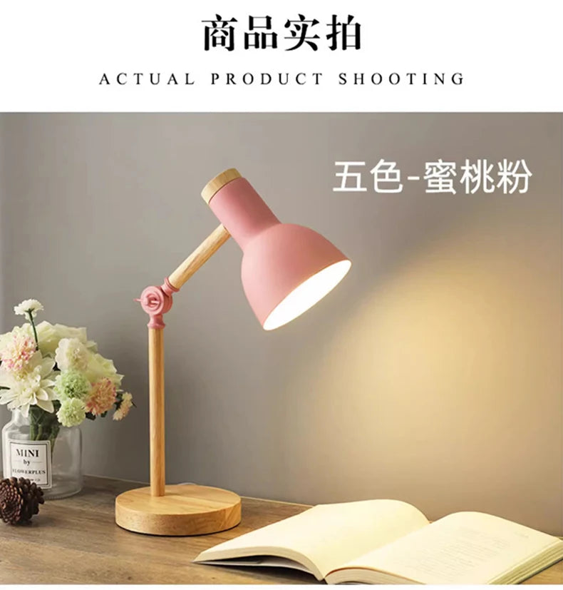 Nordic Wooden Turn Head Table Lamp