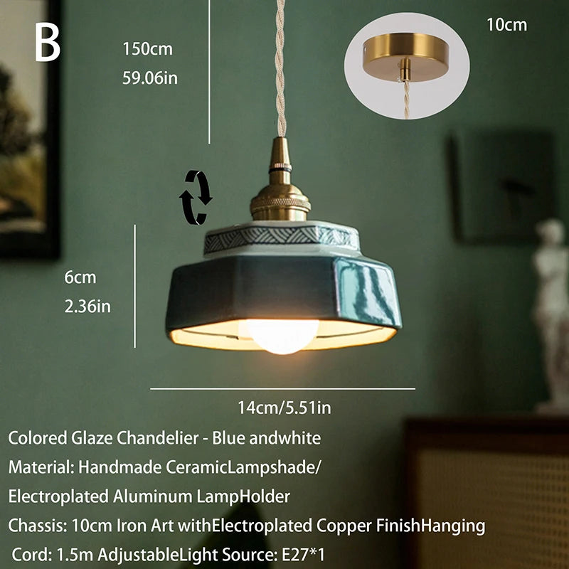 New Chinese-style retro ceramic pendant lights, Japanese-style