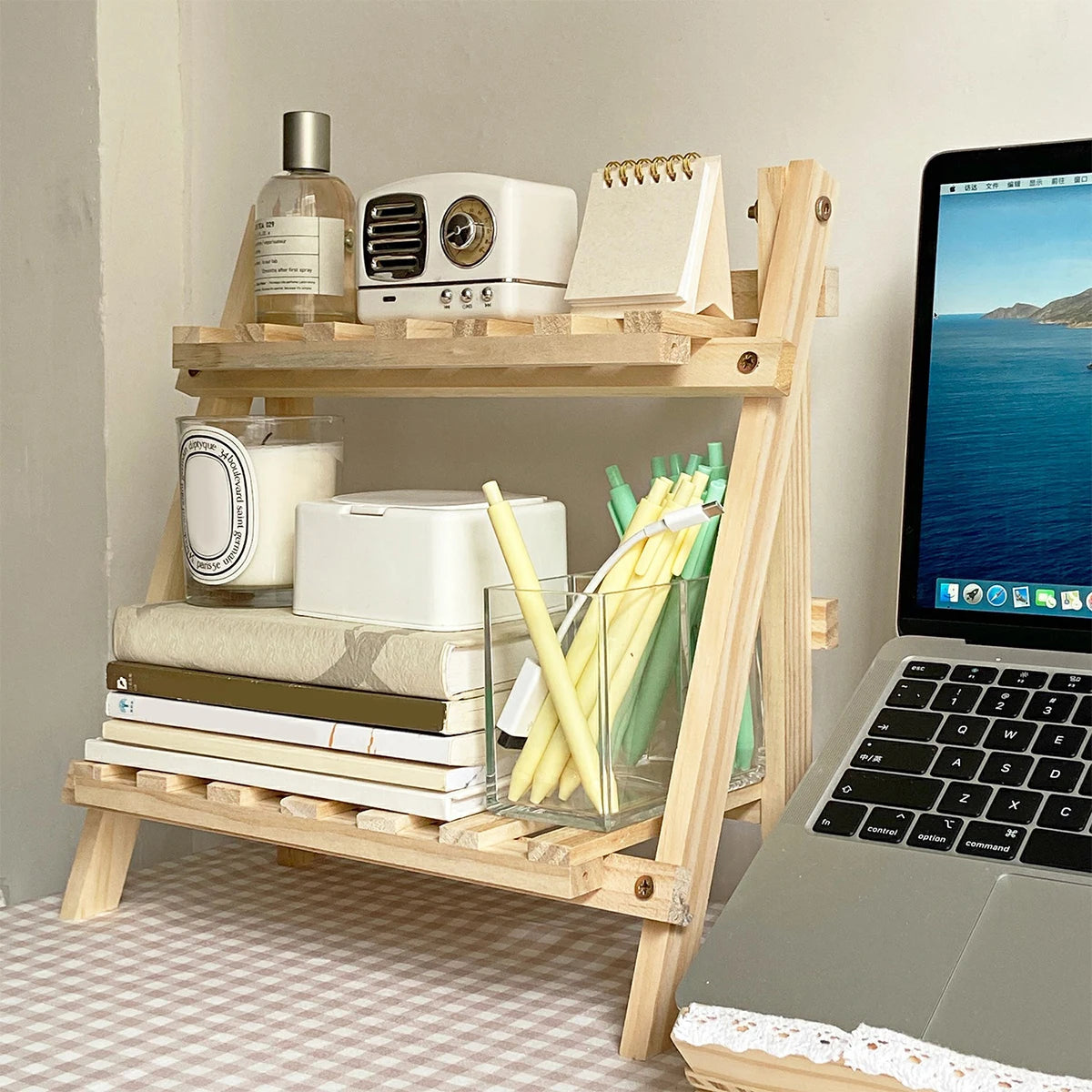 Folding Double Layer Desk Organizer