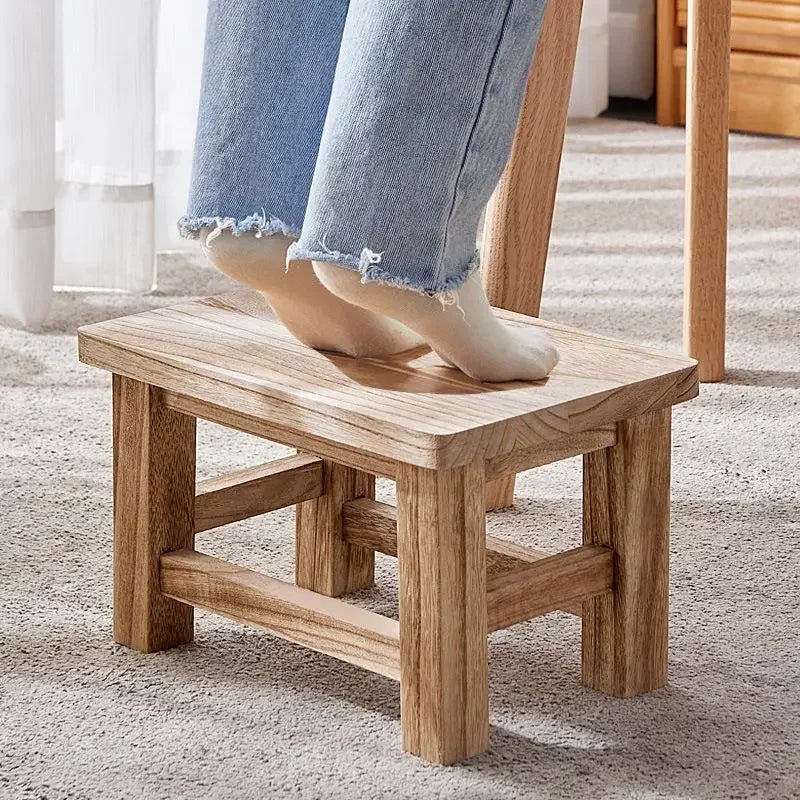 Solid Wood Shoe Changing Stool for Entryway