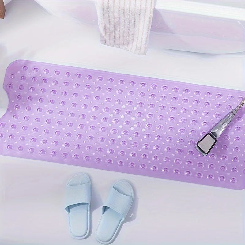 1Pc non-slip shower mat bathtub mat with drain holes and suction cups