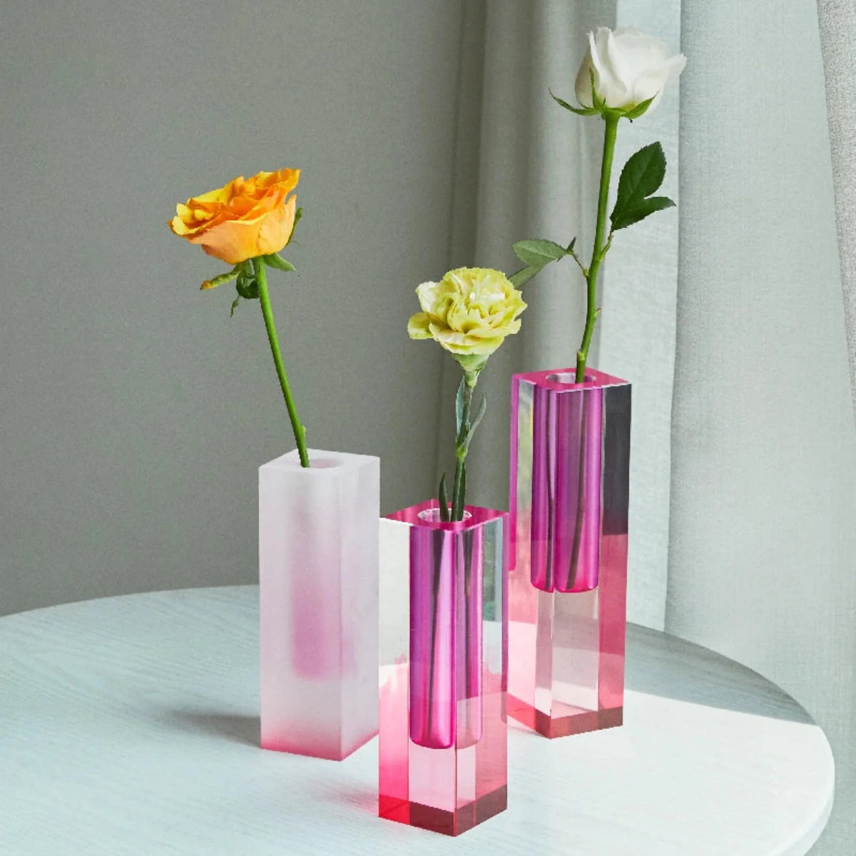Iridescent Acrylic Bud Vase, Crystal Look Column Vase
