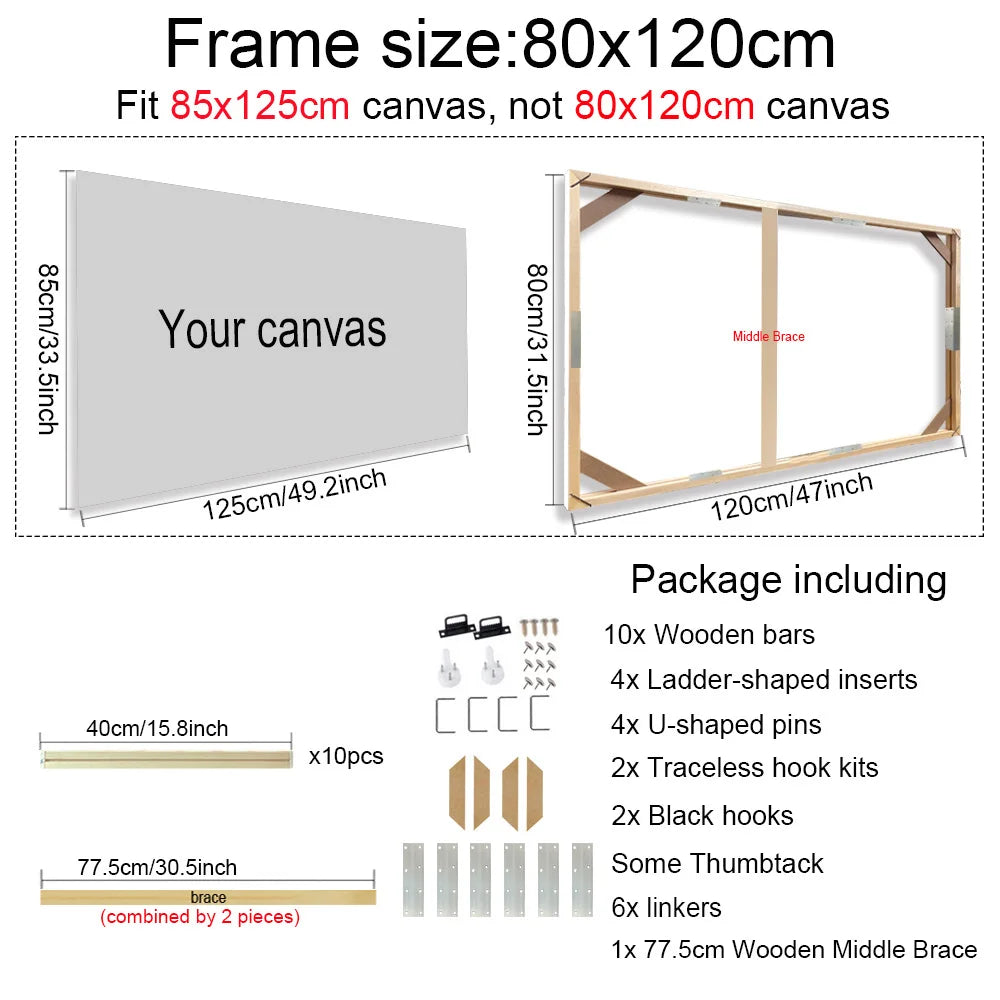 24 Sizes Large Wall Canvas Frame Wooden Frames Wooden