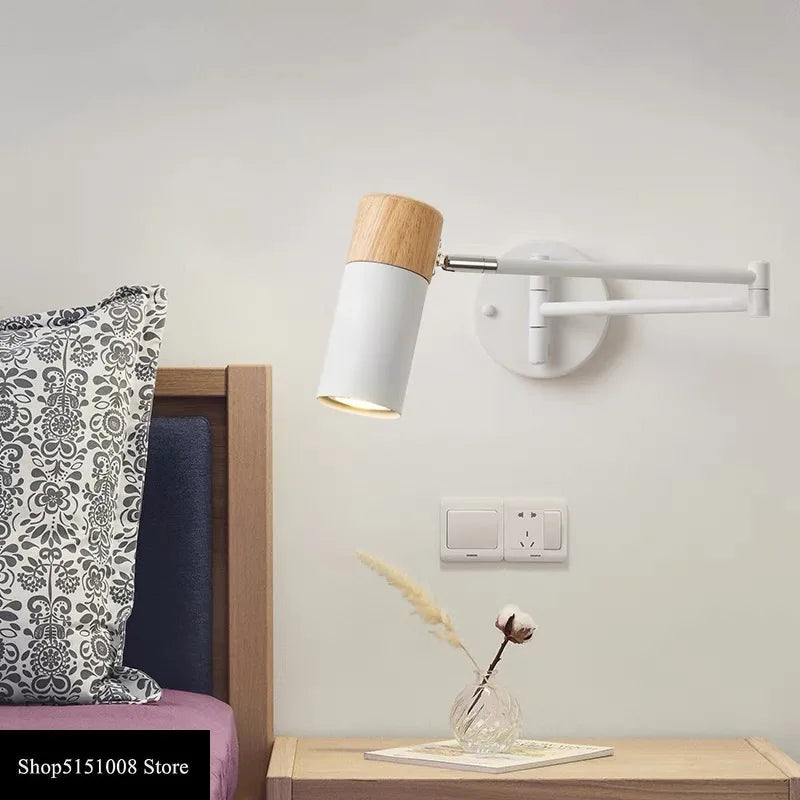 Modern Rocking Arm LED Wall Lamp Restaurant Bedroom Retractable Swing