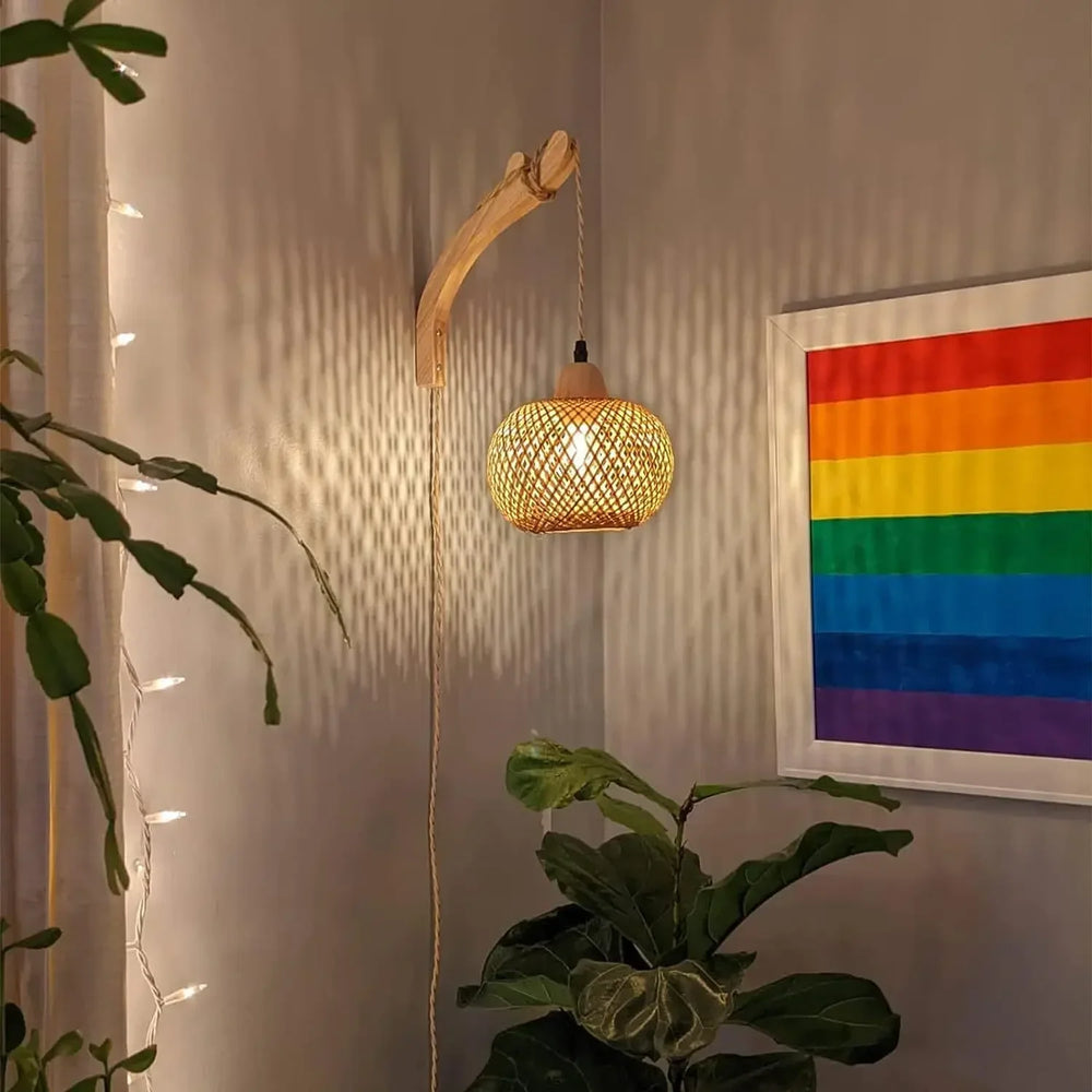Bamboo Lantern Woven Wall Lamp