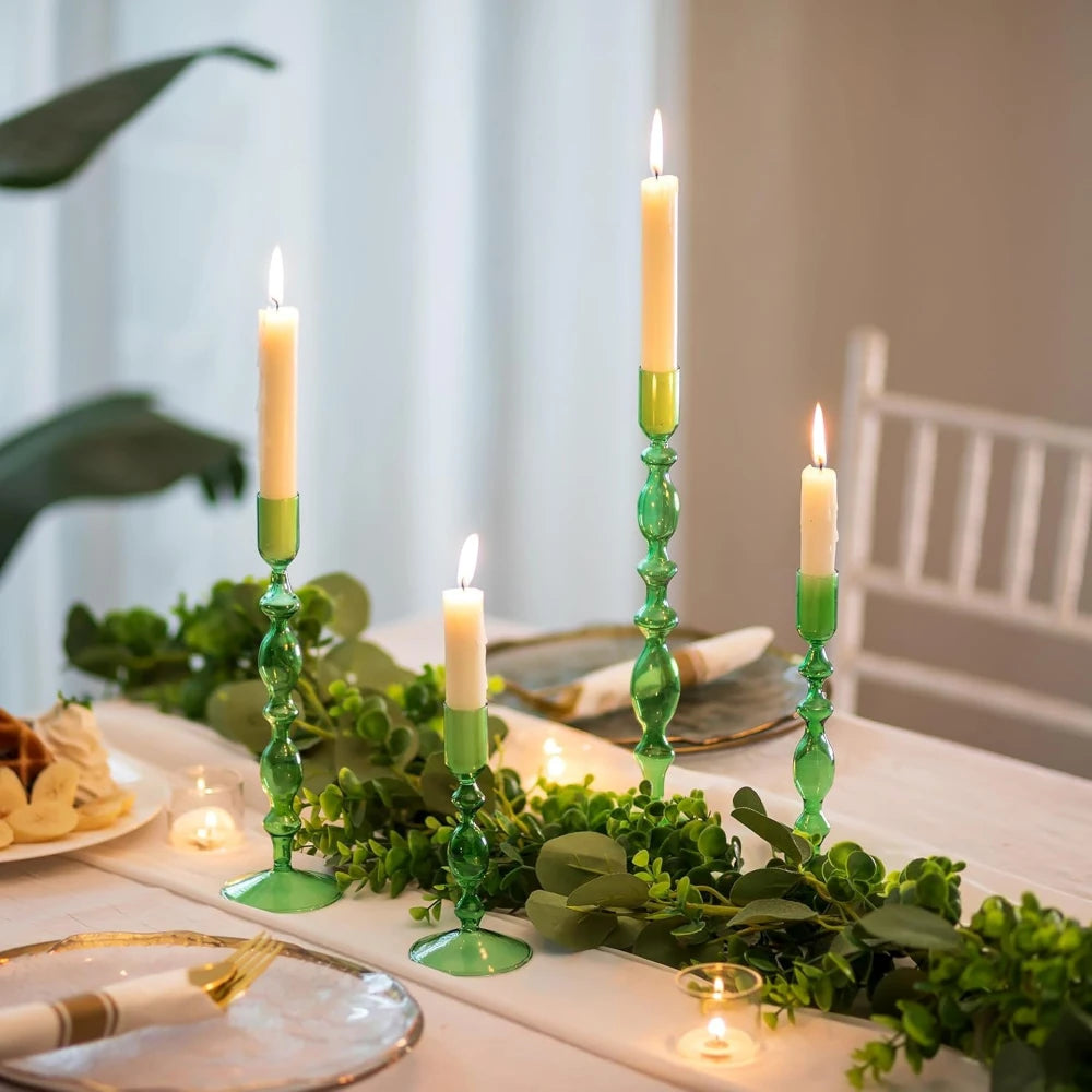 Wavy Glass Taper Candle Holders