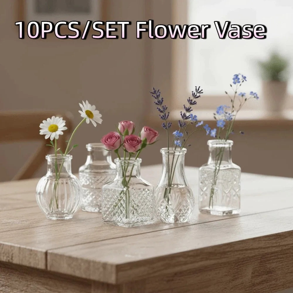 Mini Glass Bud Vase Set of 10