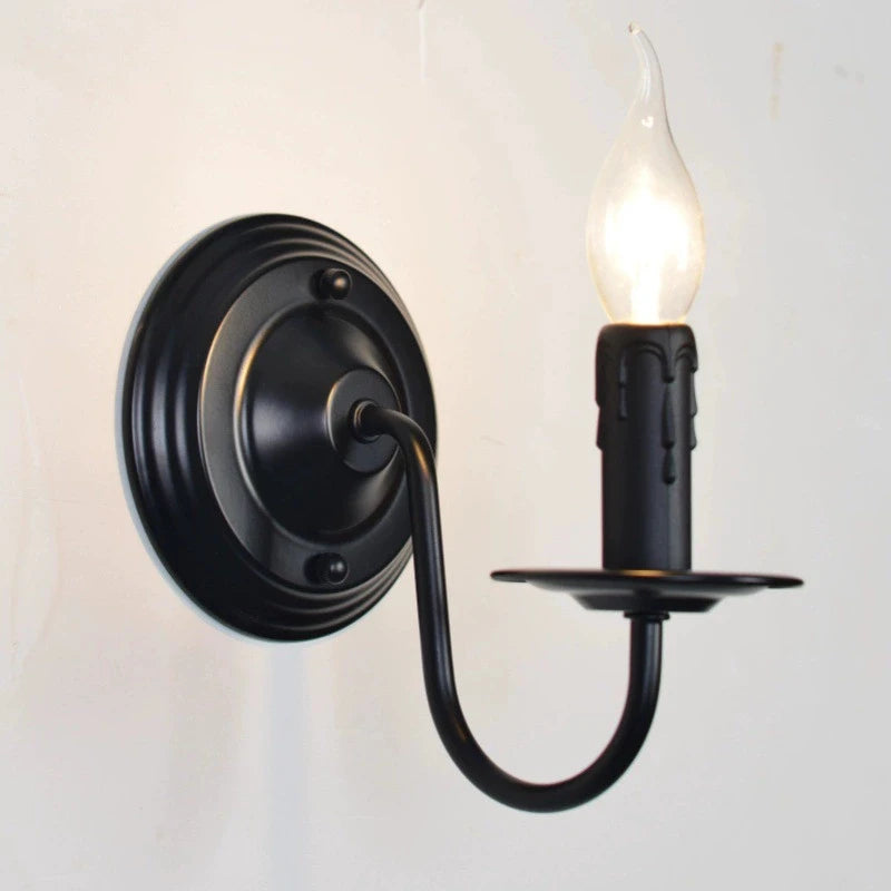 European Retro Wrought Iron Wall Lamp Sconce American Candle Style