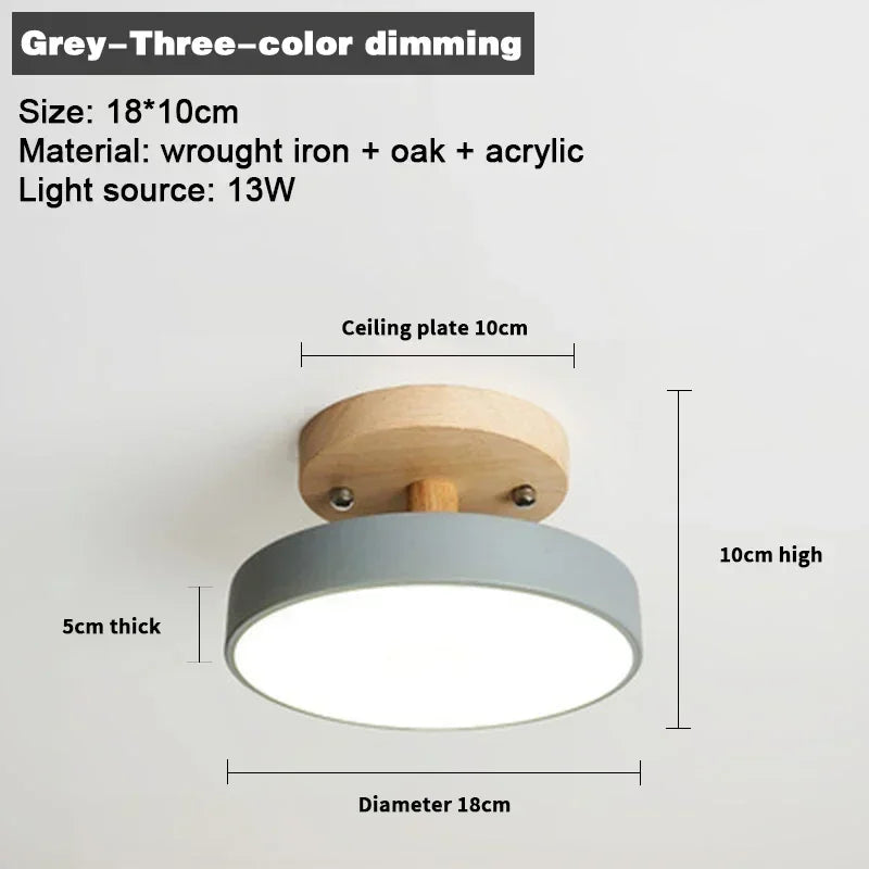 Nordic Entrance Hallway Ceiling Lamps Balcony Wood Round Cloakroom