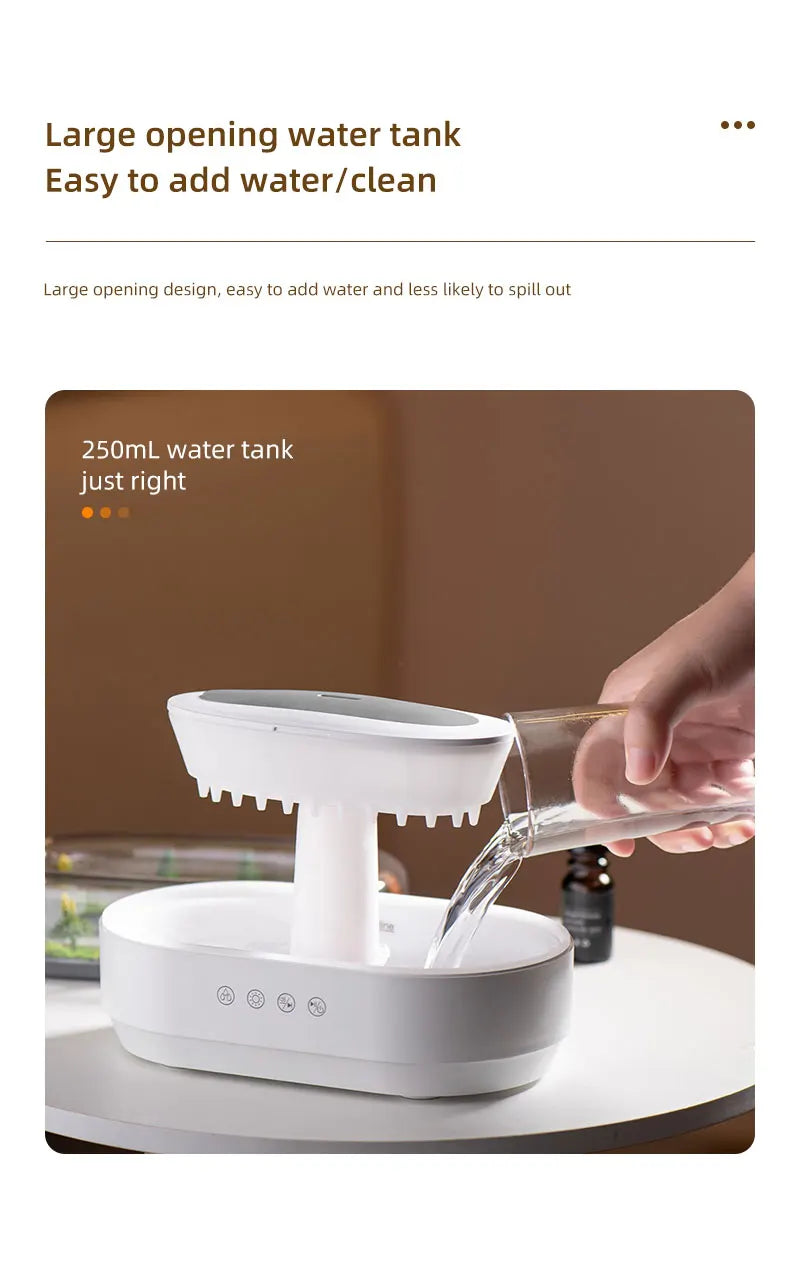 Aroma Humidifier Raindrop Air Humidifier Colorful Light White Noise
