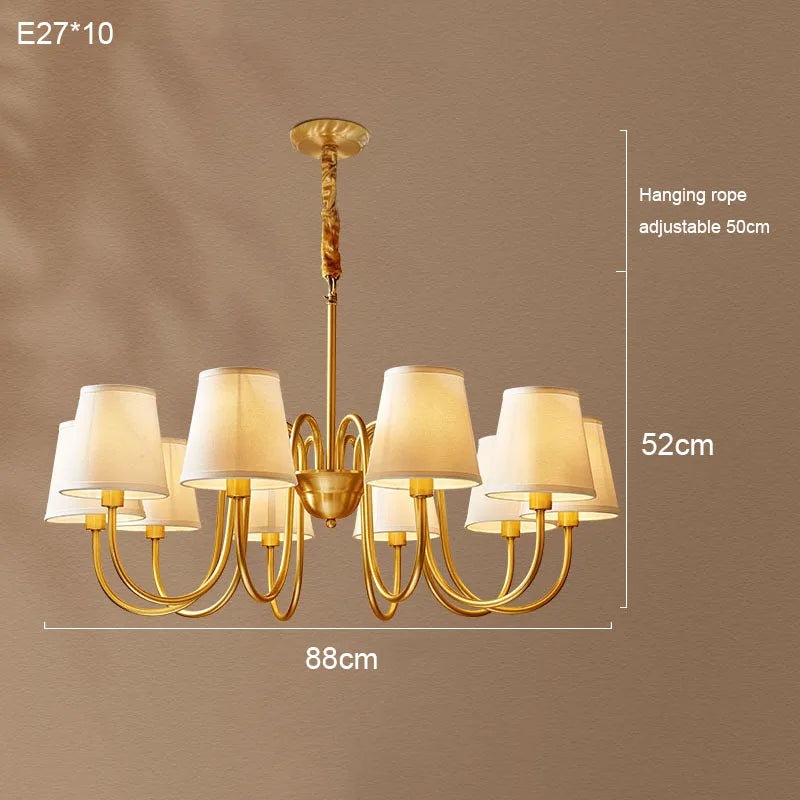 Copper and Fabric Retro Chandelier