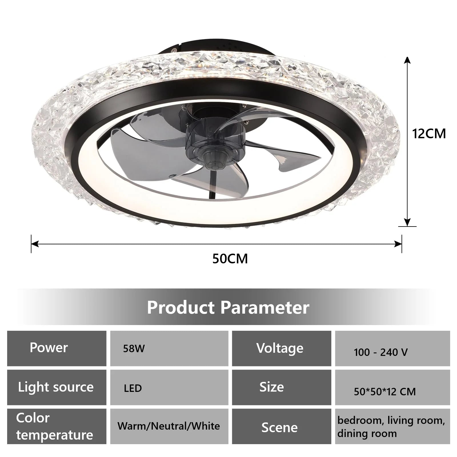 Silent Dimmable LED Ceiling Fan