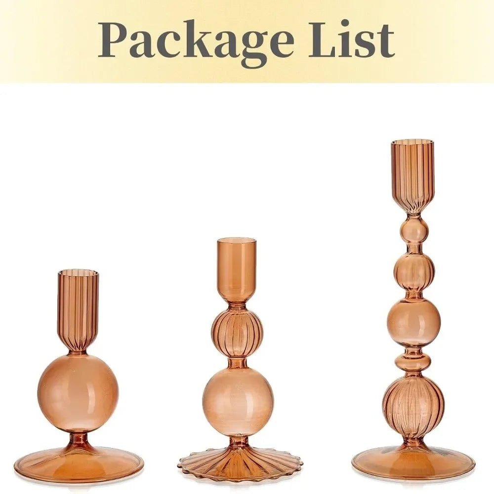 Wavy Glass Taper Candle Holders
