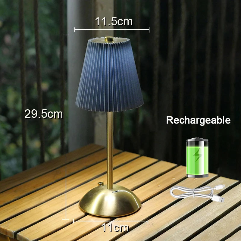 Cordless Pleated Nightstand Lamp