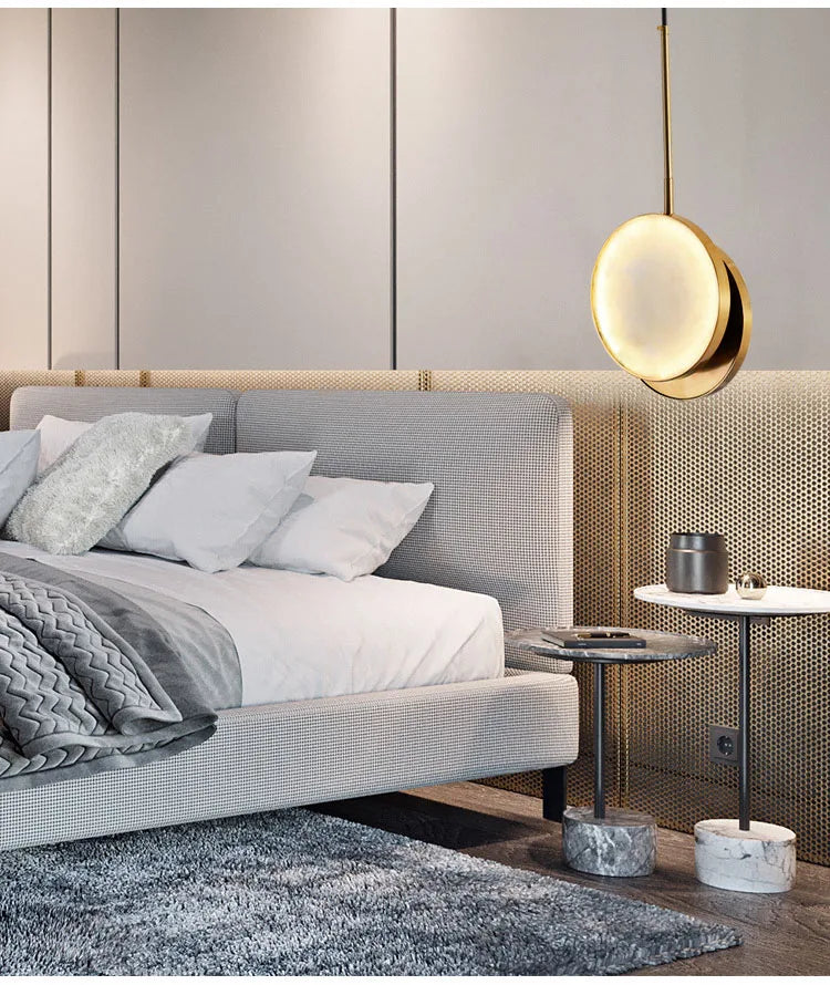Round Marble and Copper Wall Lamp