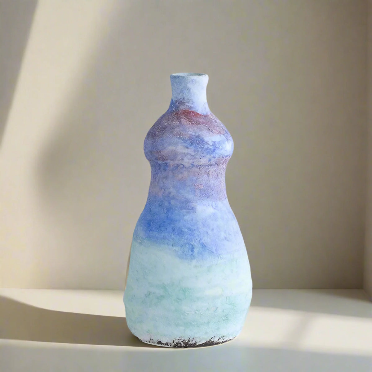 Blue Gradient Ceramic Vase, Glazed Porcelain Bud Vase