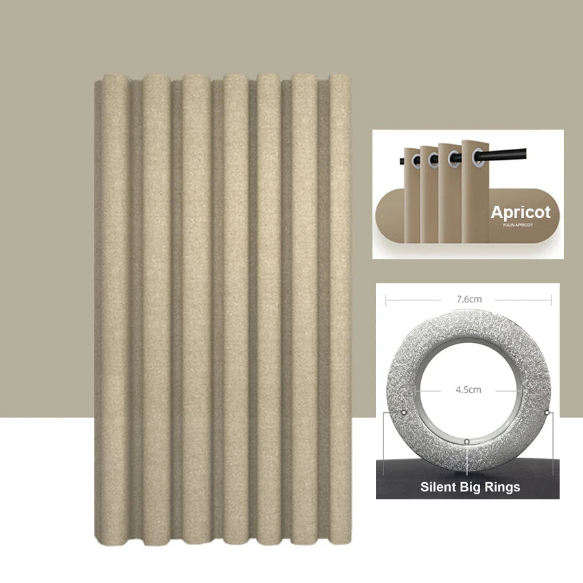 Imitation Linen Shower Curtain with Big Rings Bathroom Waterproof Thick