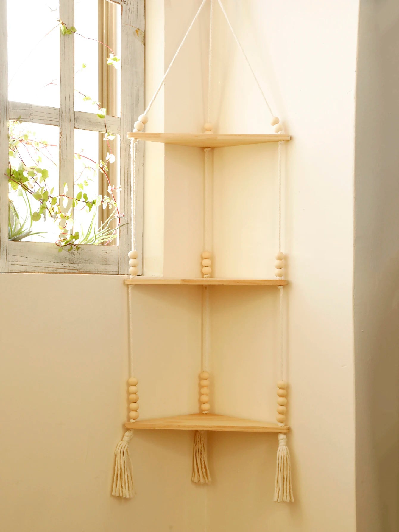 Hanging Wood Corner Shelf