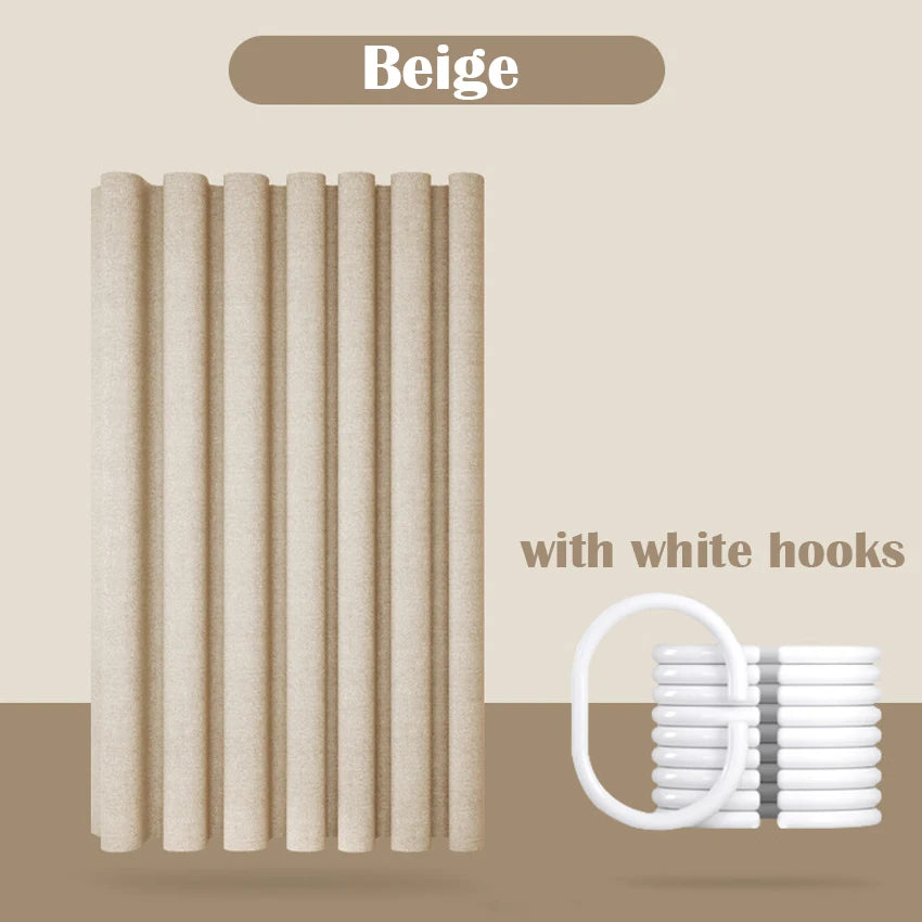 Thick Imitation Linen Shower Curtain Polyester Waterproof Shower