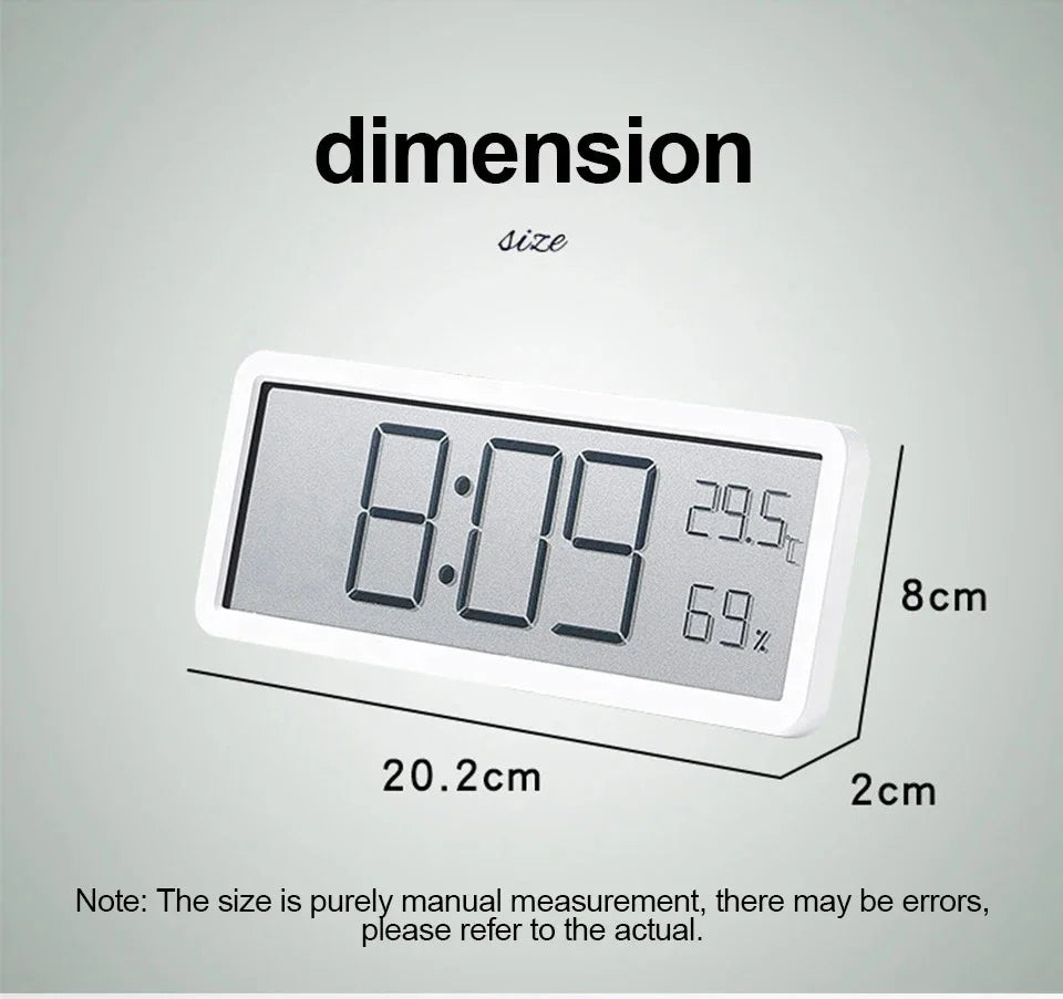 LCD Screen Digital Wall Clock Time Temperature Humidity Time