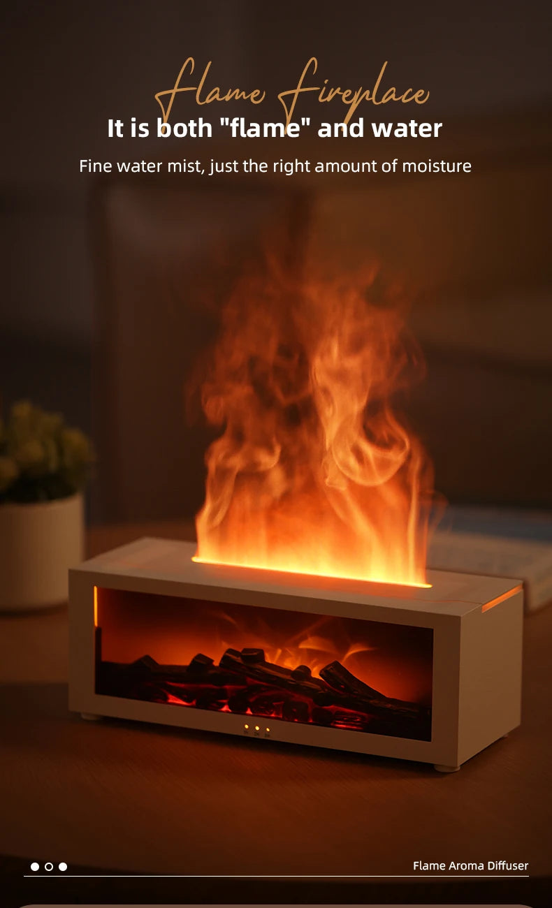 Flame Essential Oil Diffuser, 3D Flame Fireplace Aromatherapy Machine
