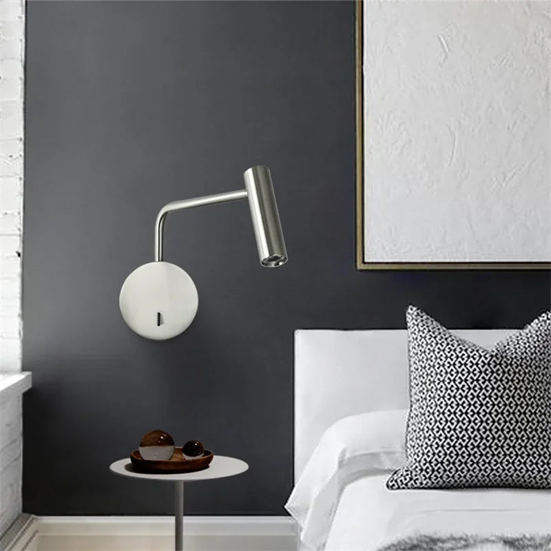 Modern Swing Arm Reading Wall Lamp Hotel Rooms Lamp 3W LED Adjustable