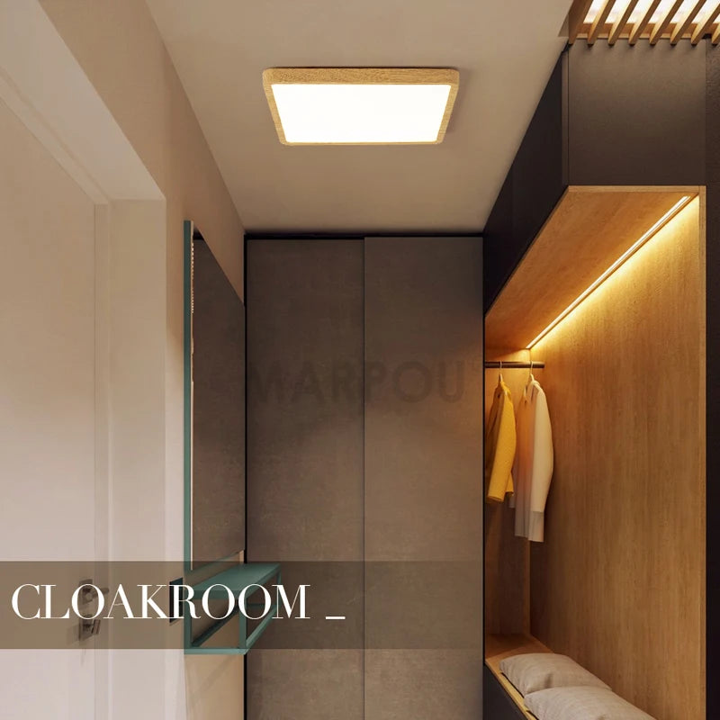 Ultrathin Square Wood Grain Ceiling Light