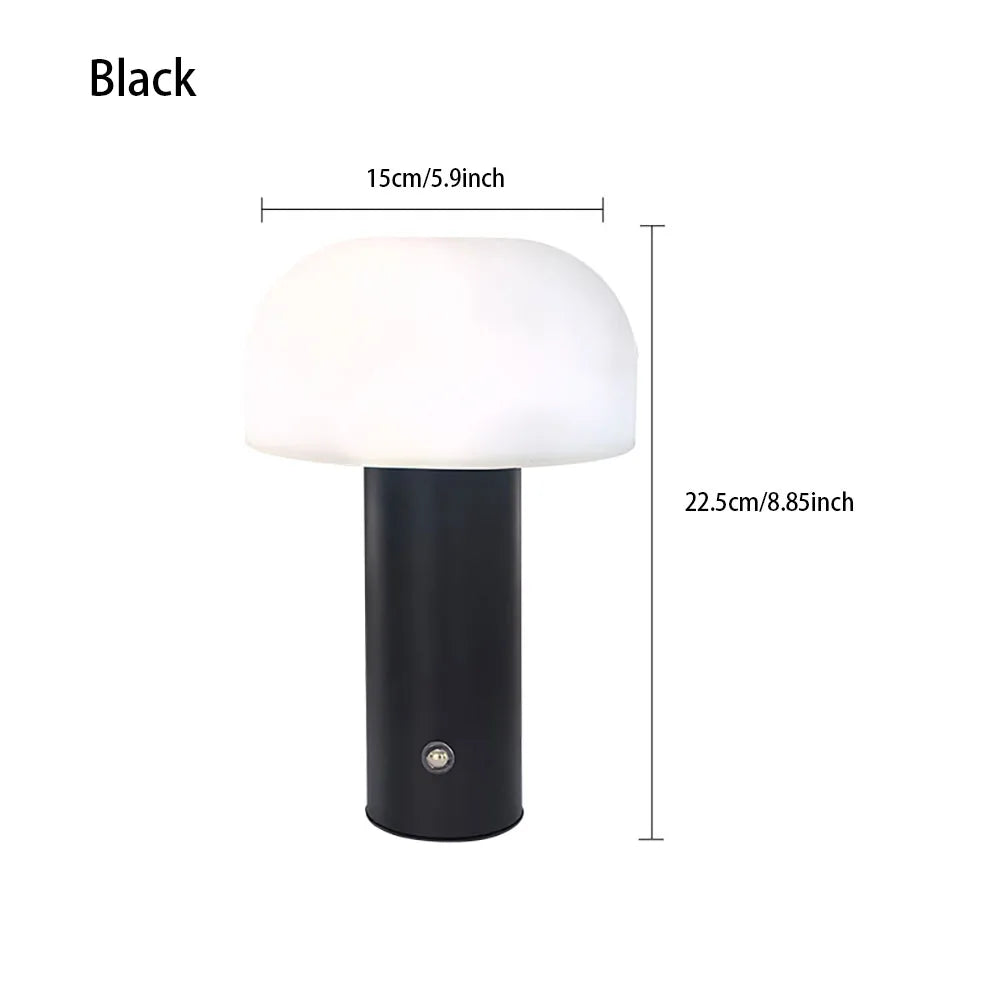 Rechargeable Mushroom Table Lamp, 3 Color Dimming