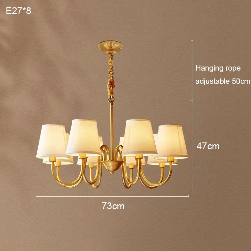 Copper and Fabric Retro Chandelier