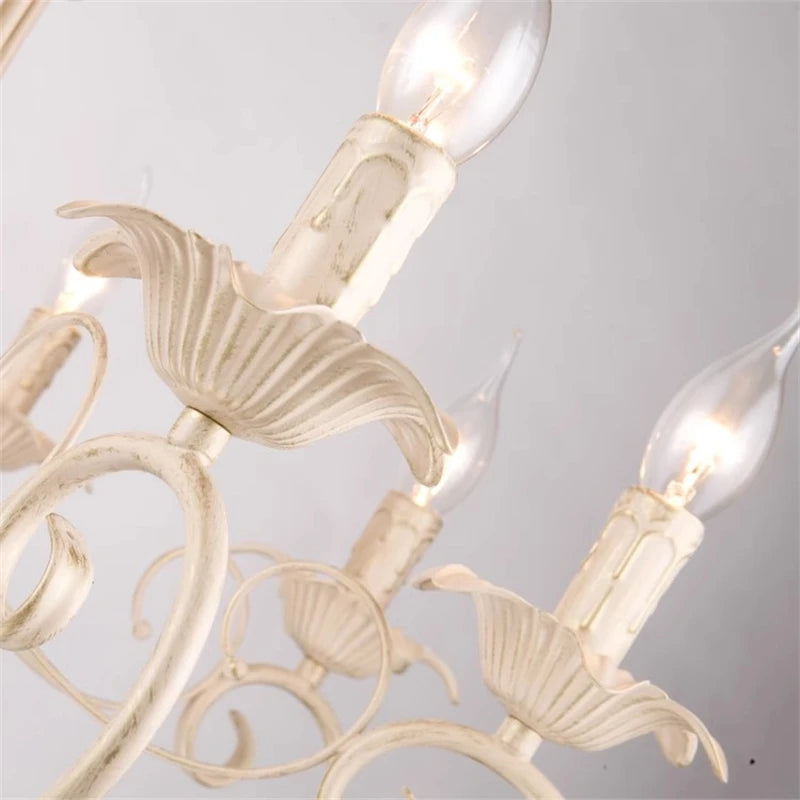 Classic Europe Wrought Iron Chandeliers E14 Candle Light Vintage Black