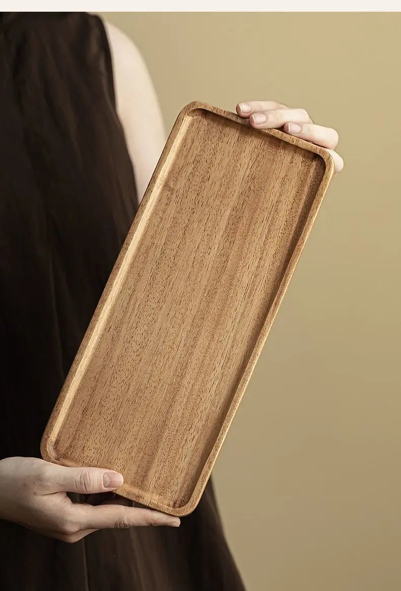 Natural Wood Rectangular Serving Tray