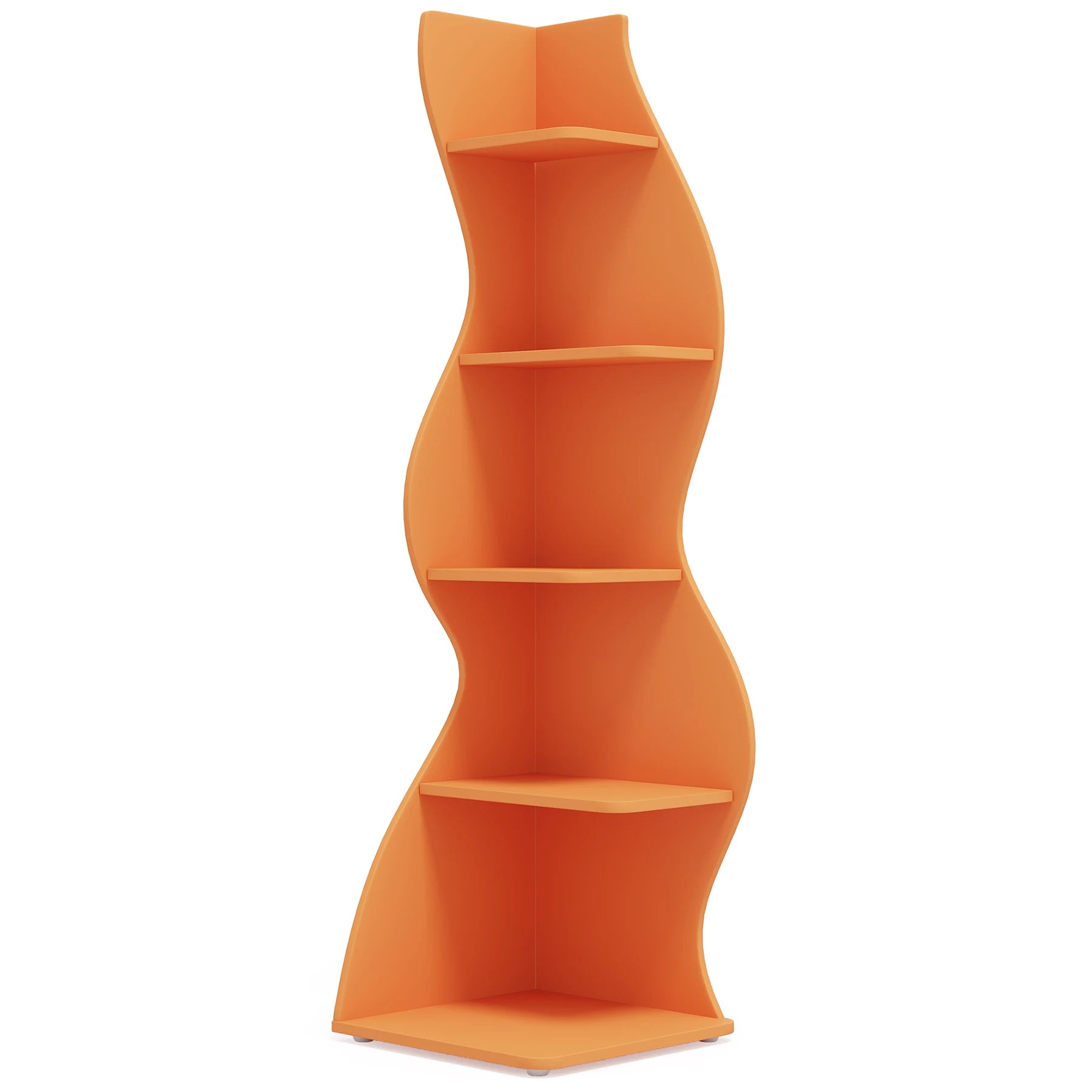 Five Tier Wavy Corner Bookshelf
