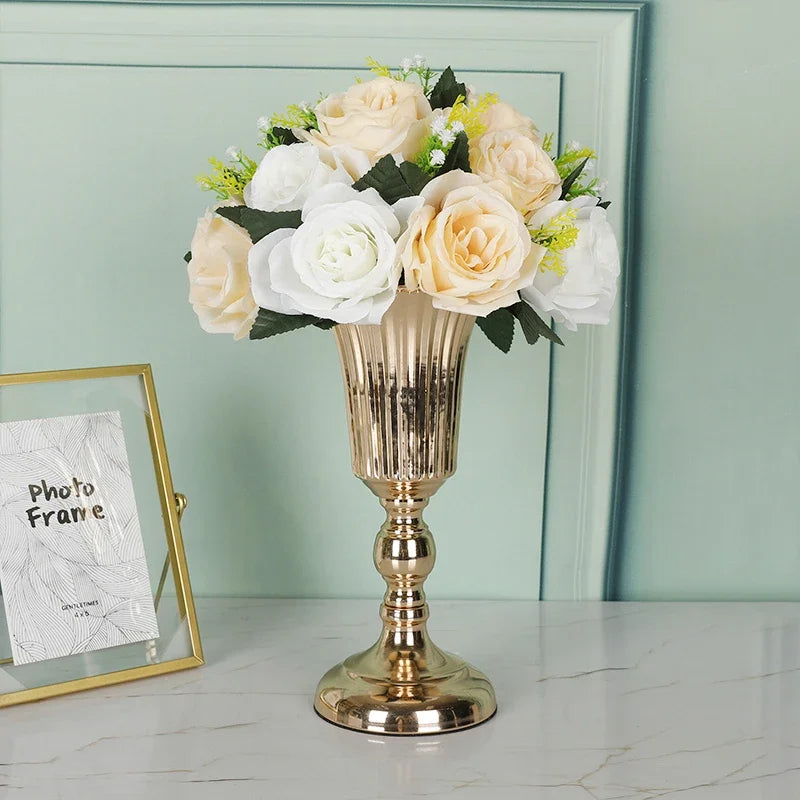 Gold Metal Trumpet Centerpiece Vase
