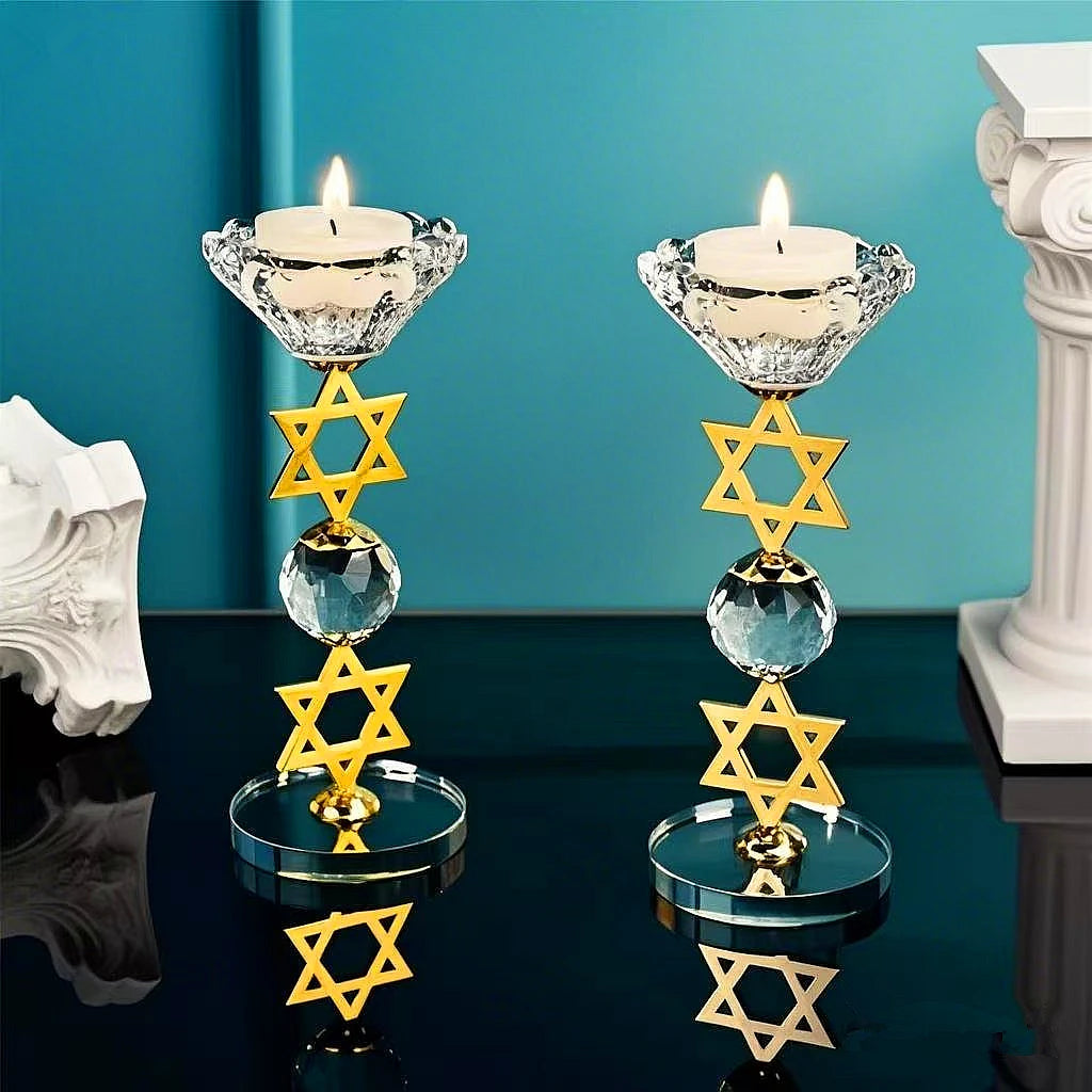 Hexagram Crystal Candle Holder