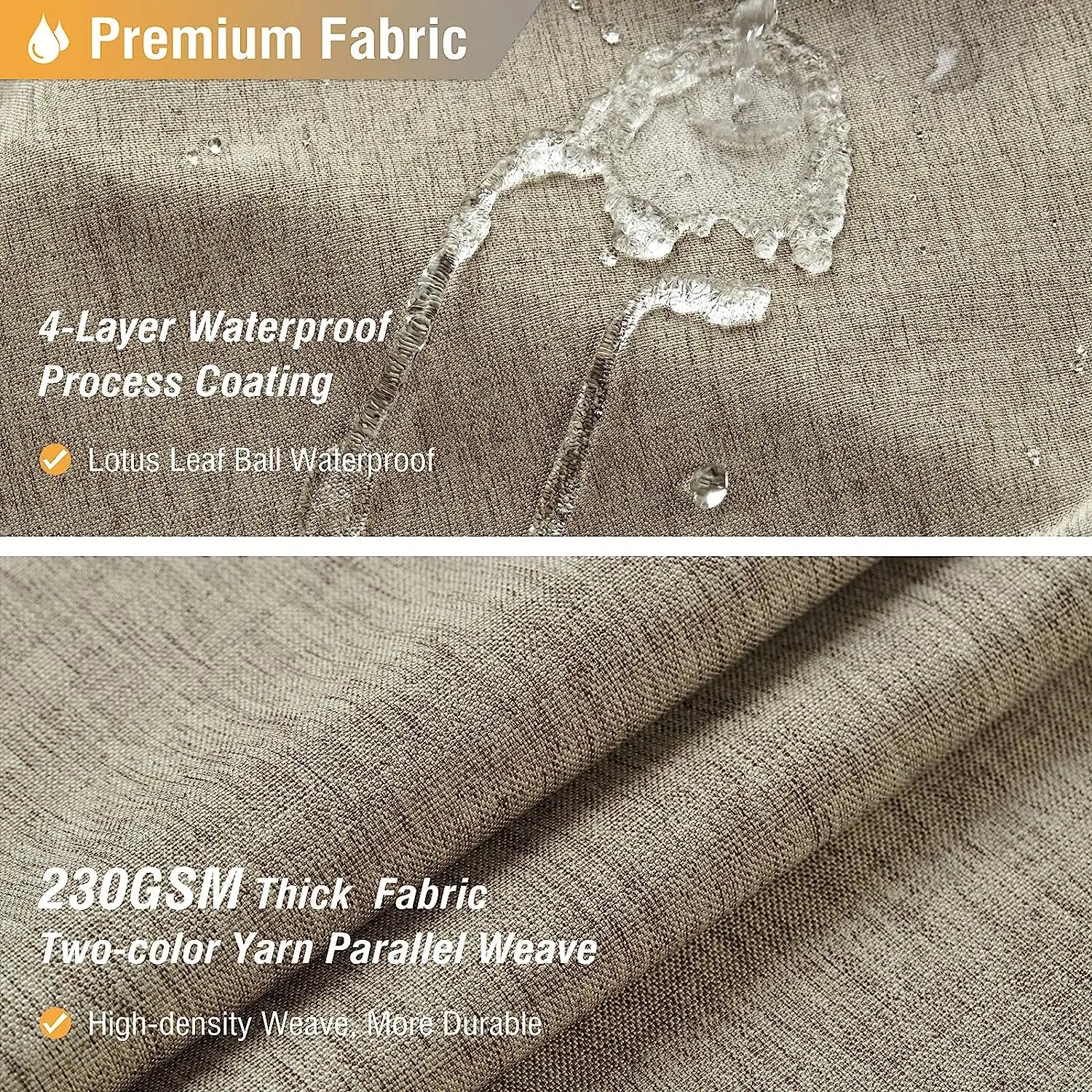 Luxury Linen Shower Curtain with Silver Metal Hooks Bathroom Waterproof