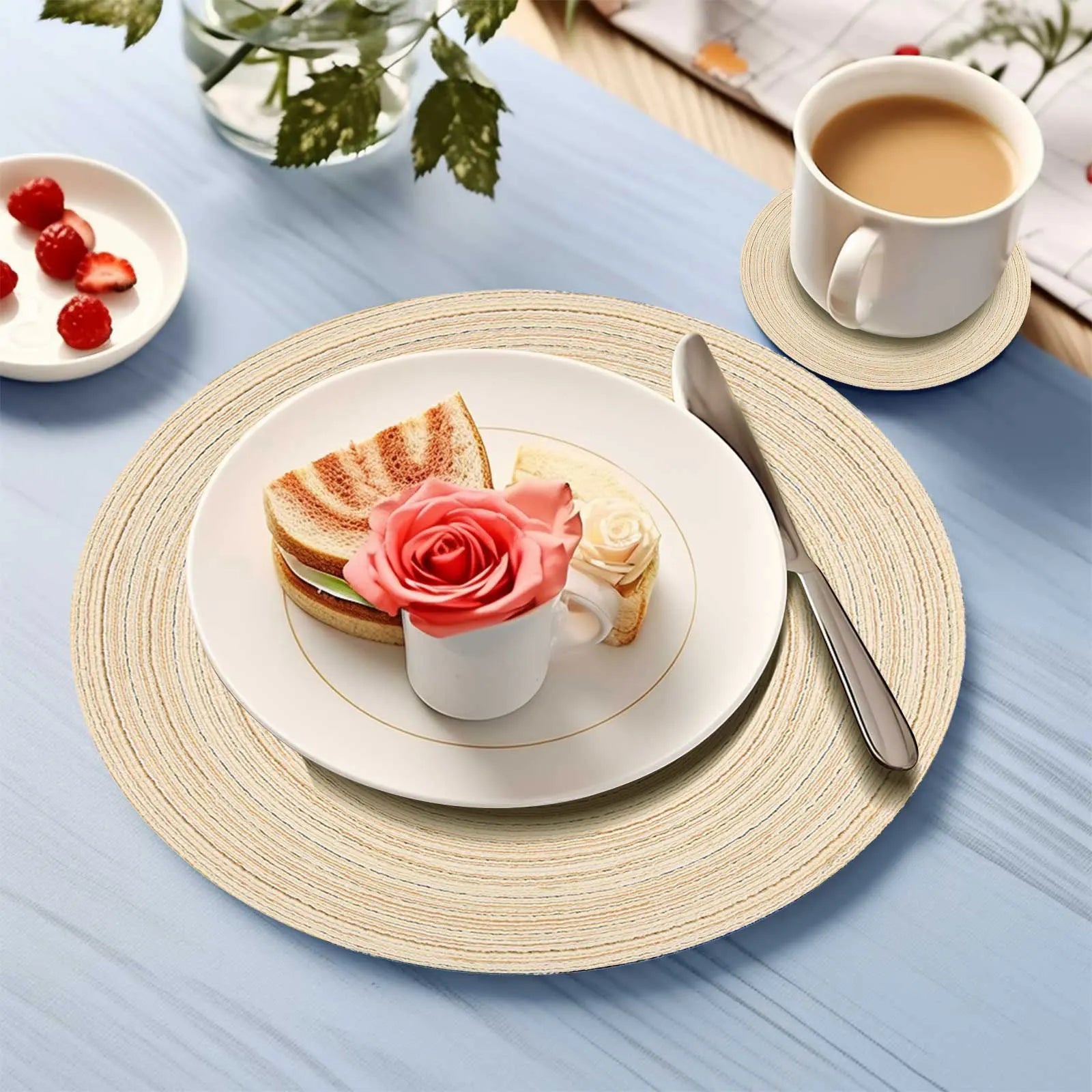 Braided Round Placemat and Coaster Set