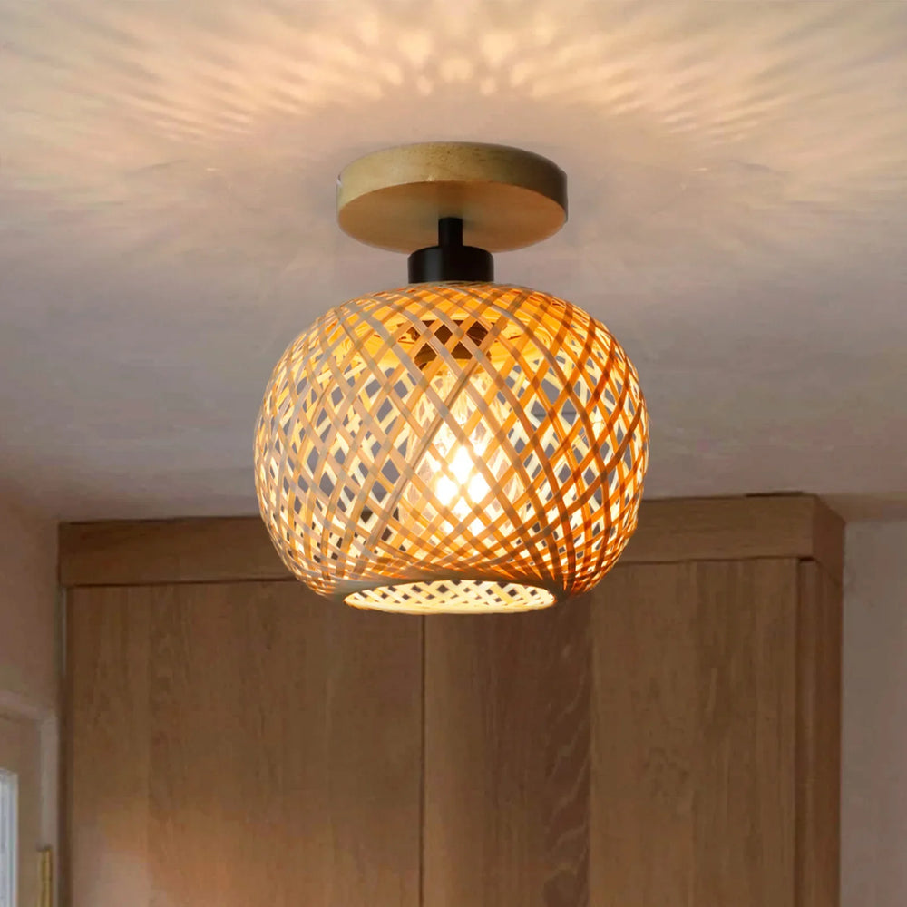 Retro Woven Bamboo Ceiling Light