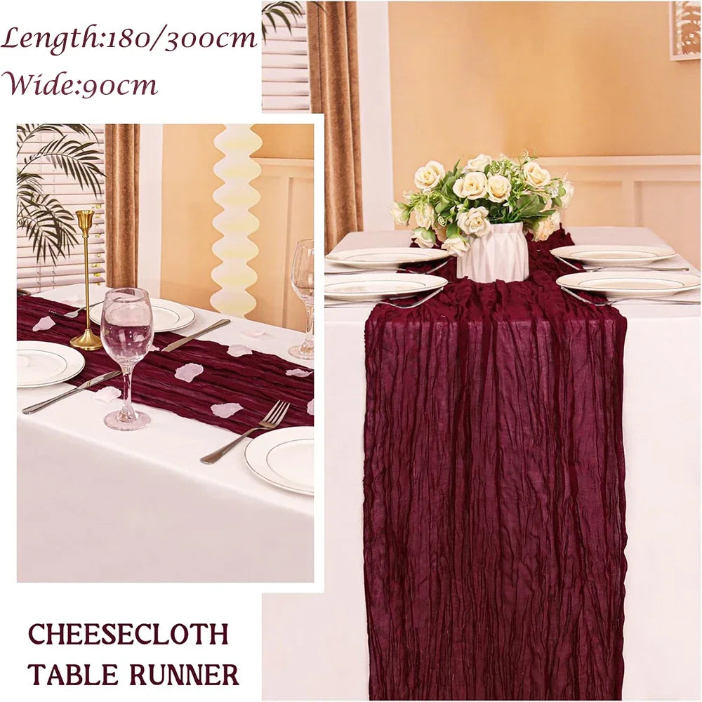 Burgundy Table Runner Cheesecloth Gauze Rustic Boho Cheese Cloth