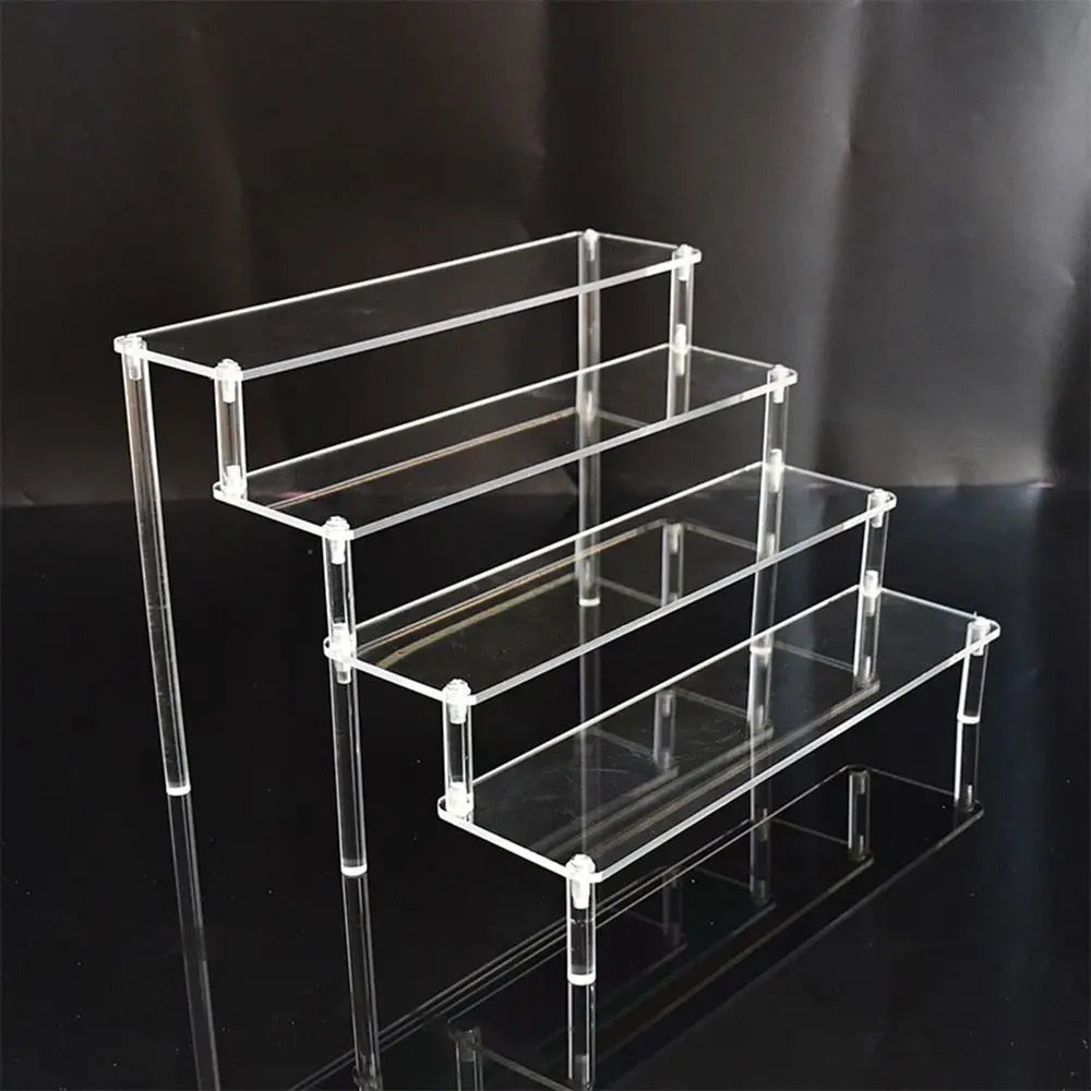1-4 Tier Acrylic Display Stand Durable Display Rack For Cupcake Perfume Doll Transparent Trapezoidal Blind Box Storage Shelf
