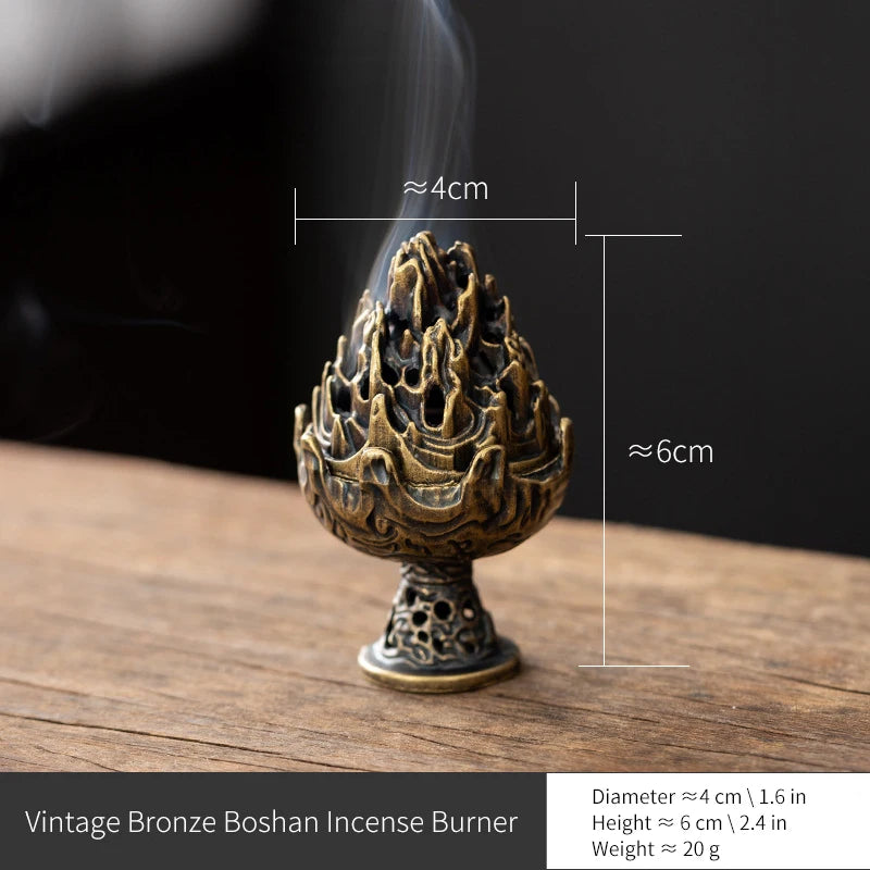 Boshan Carved Censer Incense Burner, 6 cm