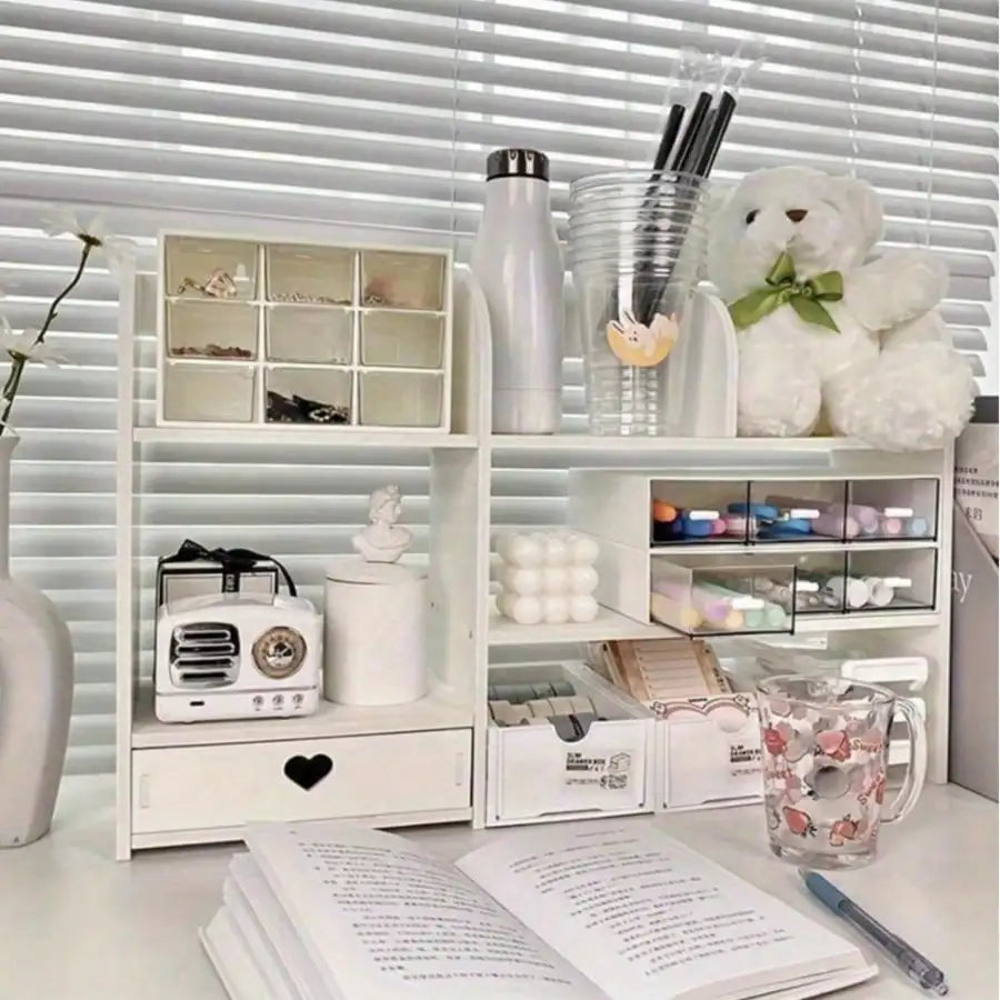 1pc Multi-Tier Desktop Organizer Storage Rack, Makeup Cosmetics Holder, Large Capacity Dual Layer Shelf