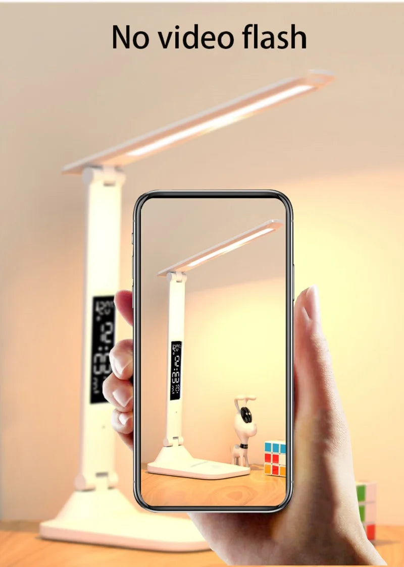 Folding Desk Lamp with Clock