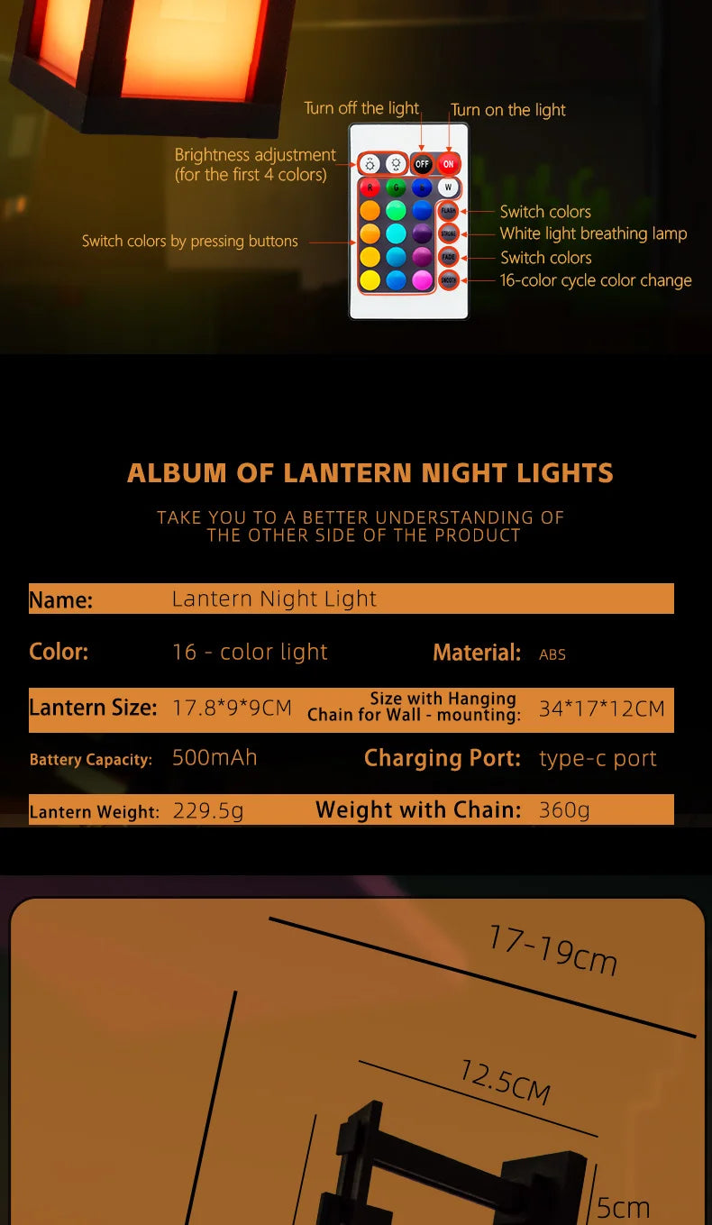 Pixel Style Night Light Lantern