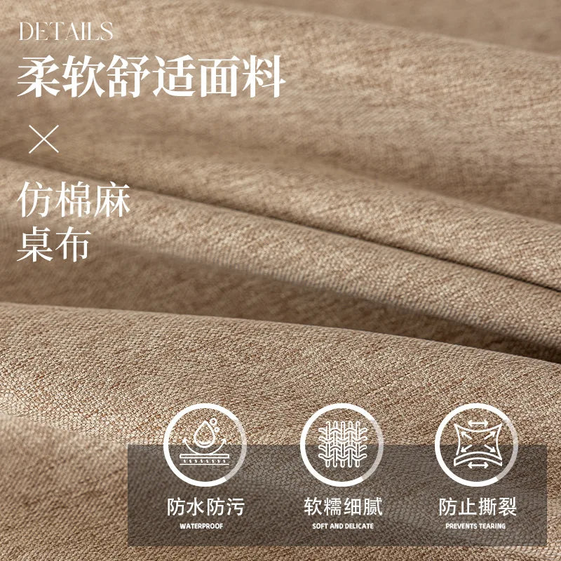 Cotton and Linen Three-proof Tablecloth Waterproof and Dustproof Solid