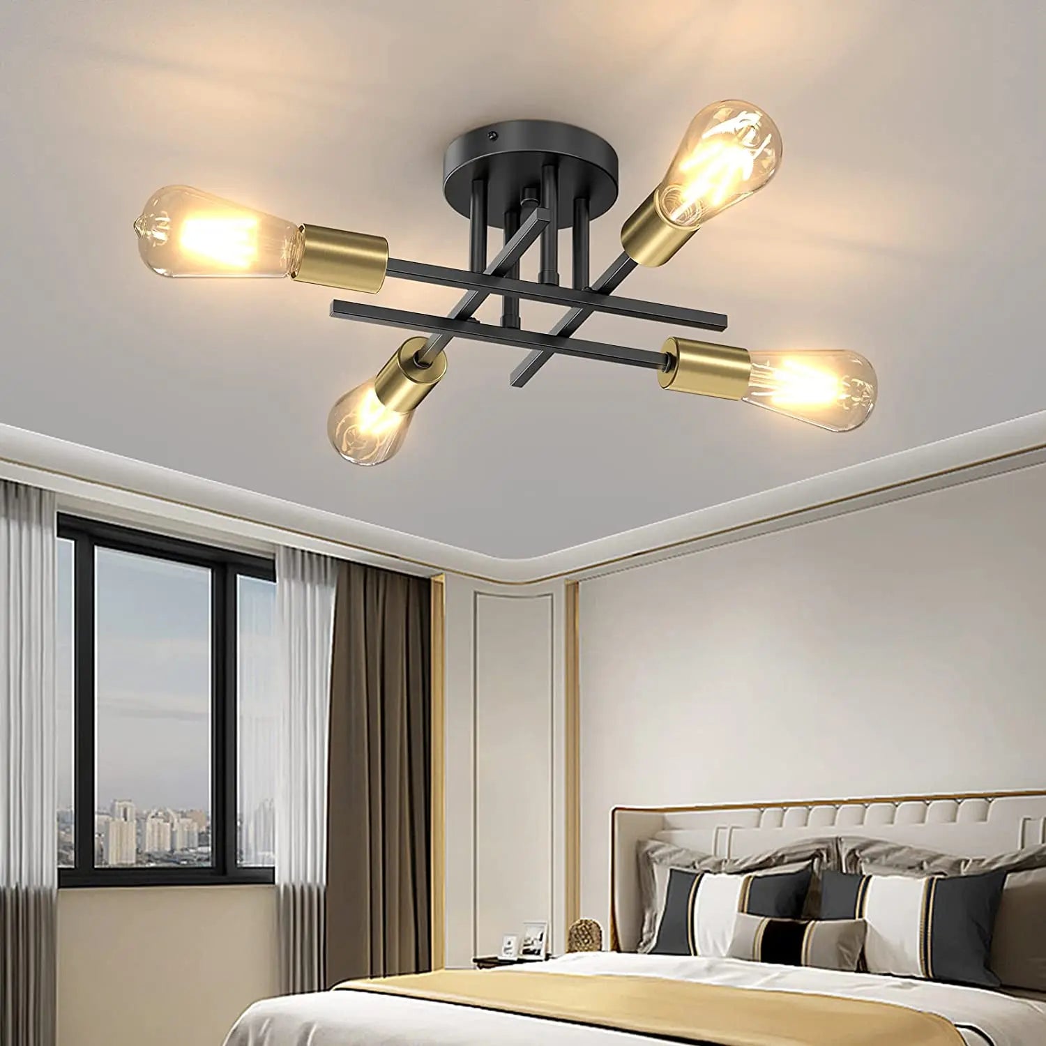 Mid Century Sputnik Flush Chandelier