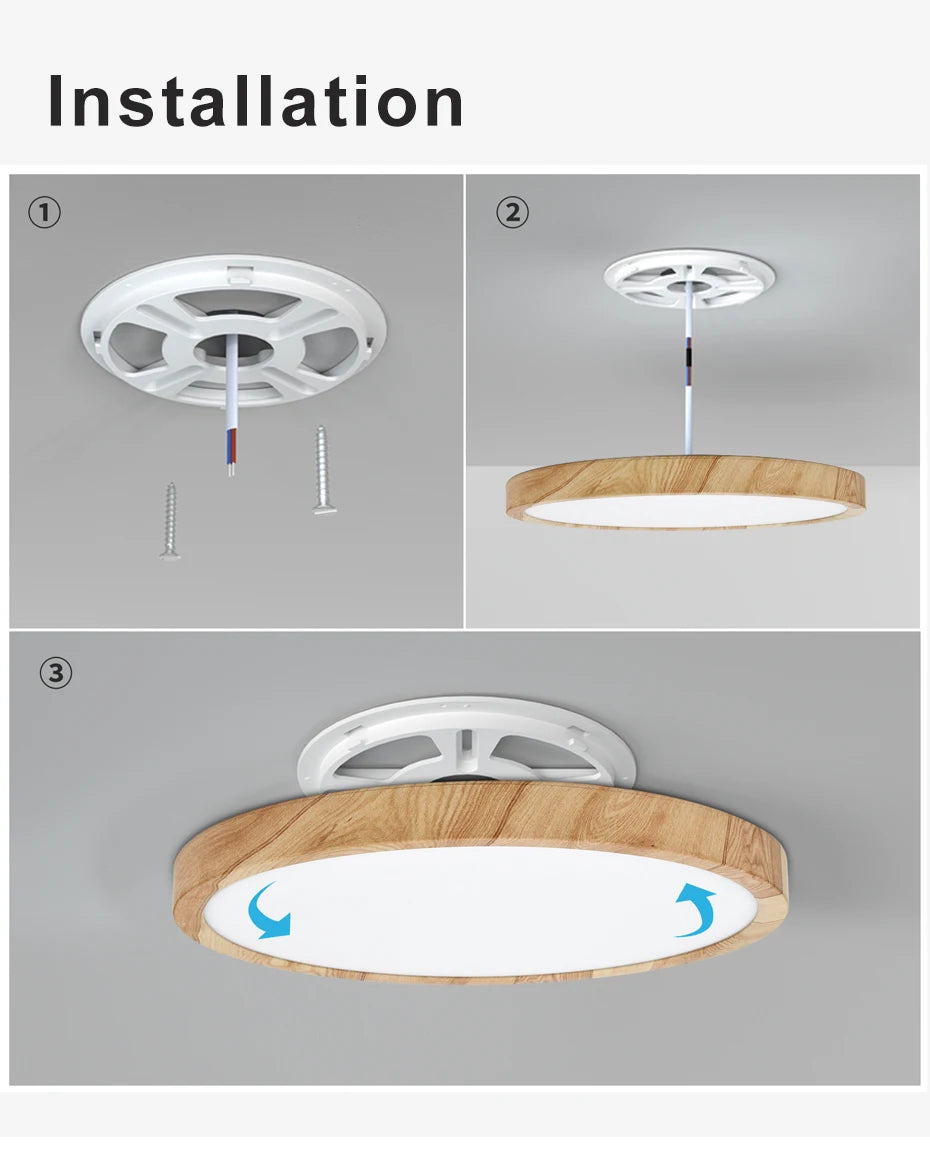 LED Ceiling Light Wood Grain & White 3 in 1 Lighting Colors